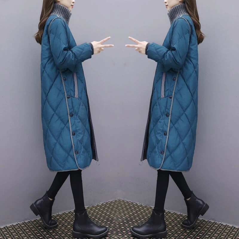 波司澄羽绒服女2023秋冬新款中长款韩版大码宽松加厚羽绒衣过膝羽
