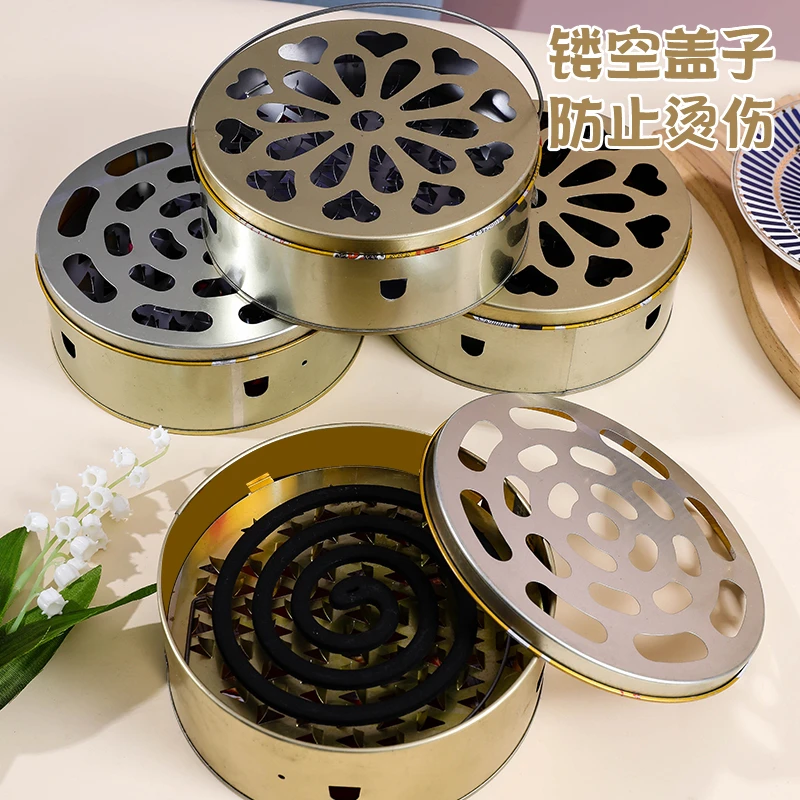 家用不锈钢蚊香托盘新款  手提蚊香盒防飞灰蚊香盒带盖镂空蚊香架