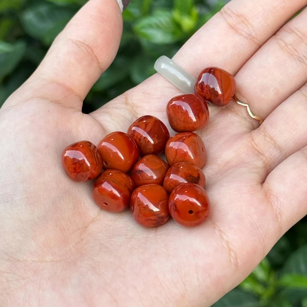 11mm天然南红川料老型单珠、（多样性发货一颗）