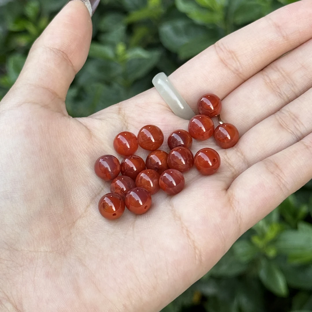 8mm天然南红川料圆珠单珠（多样性发货一颗）