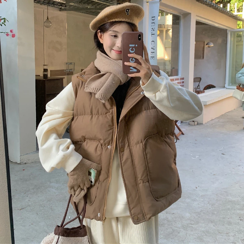 百搭氛围感马甲女冬季2025新款秋冬韩版时尚宽松收腰口袋马夹上衣