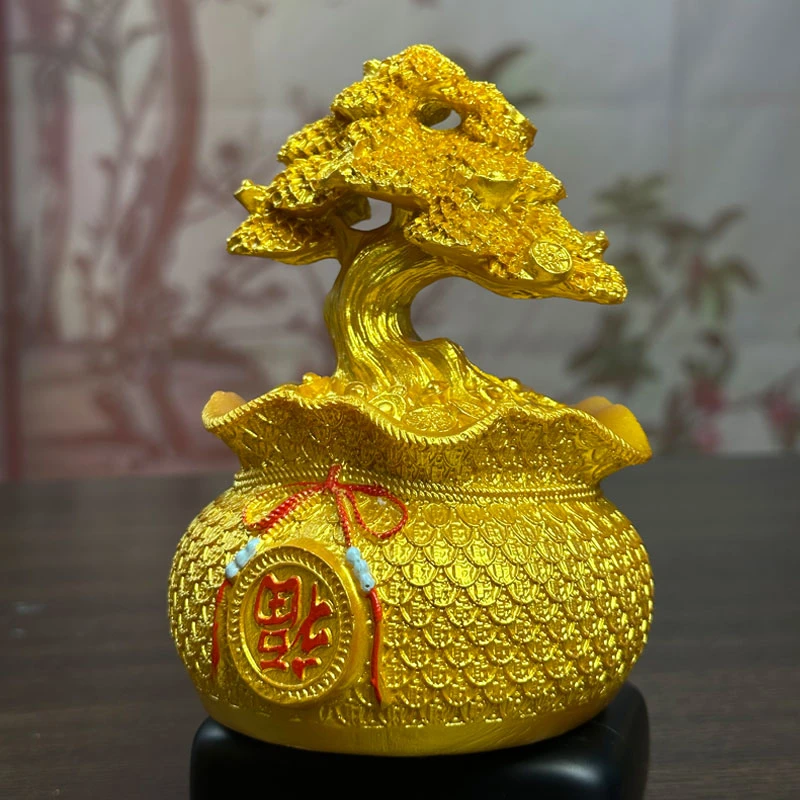 年年有余发财福袋创意家居轻奢高档摆件电视柜电视机下方摆件