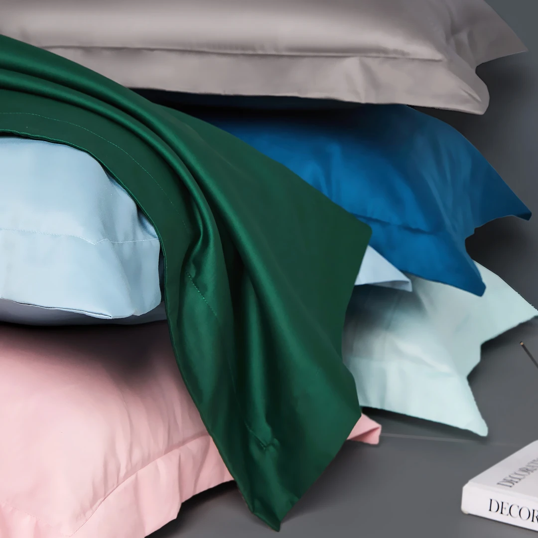 [多色]高档枕套纯棉贡缎枕套细腻光滑轻奢纯色百搭 48*74一对