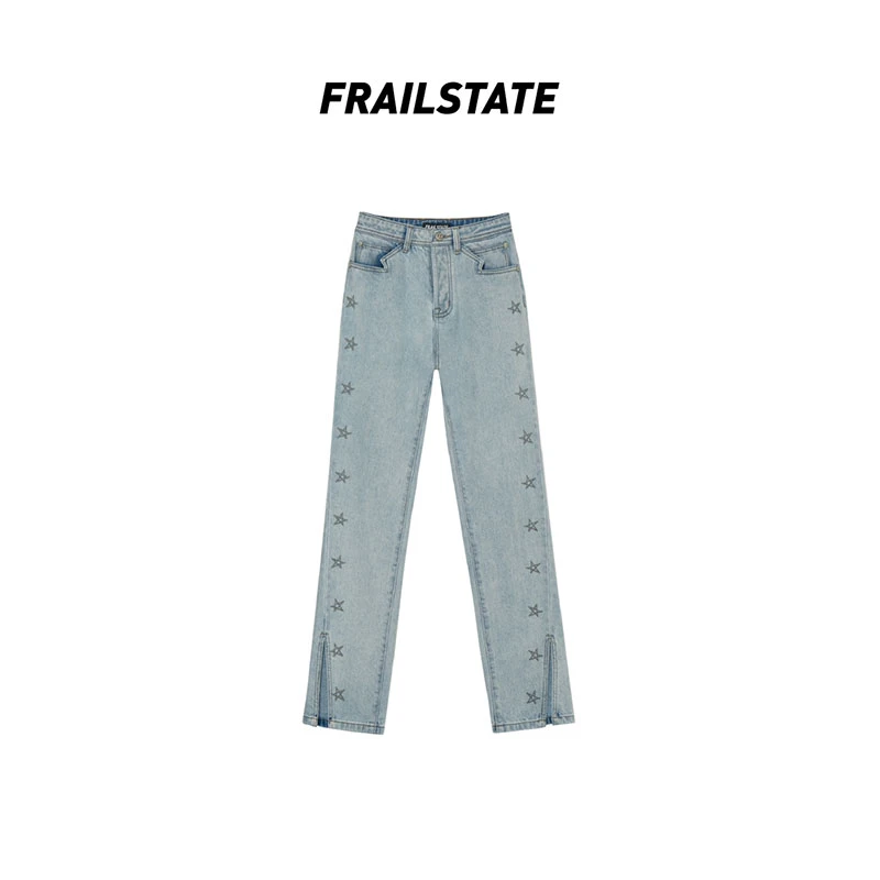 FRAIL STATE星星侧缝开叉牛仔裤