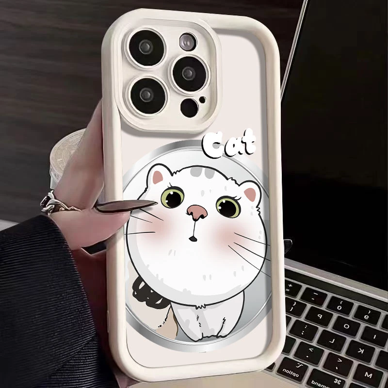 全包圆脸猫咪适用苹果15手机壳iphone15promax气囊12硅胶14/13