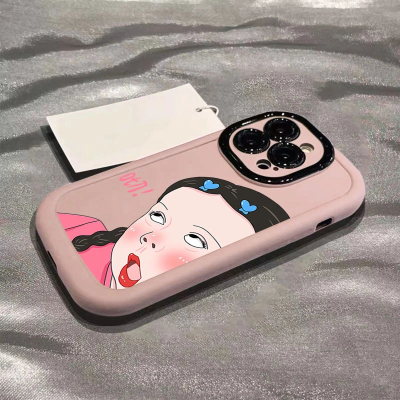 高级感卡通女孩适用苹果15promax手机壳iphone14全包13/12/11/x