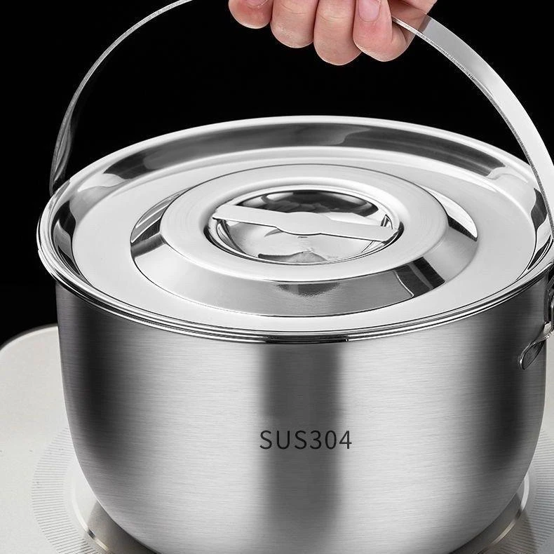 专304不锈钢盆子带盖子加厚加深家用大号猪油罐带盖带过滤锅商用