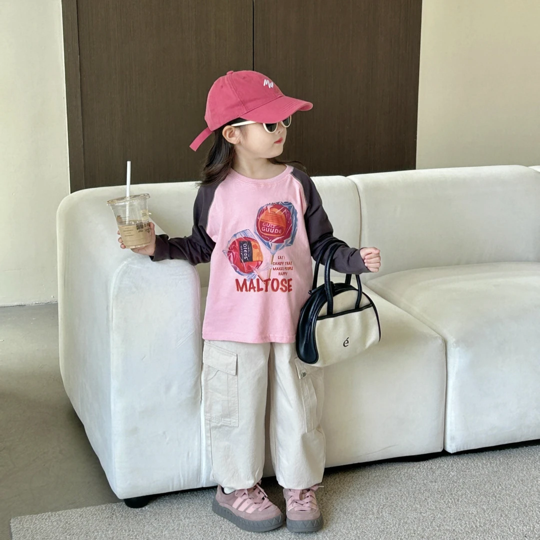 《现货》2024秋季新款韩版女童休闲百搭时尚水泥灰束脚工装裤