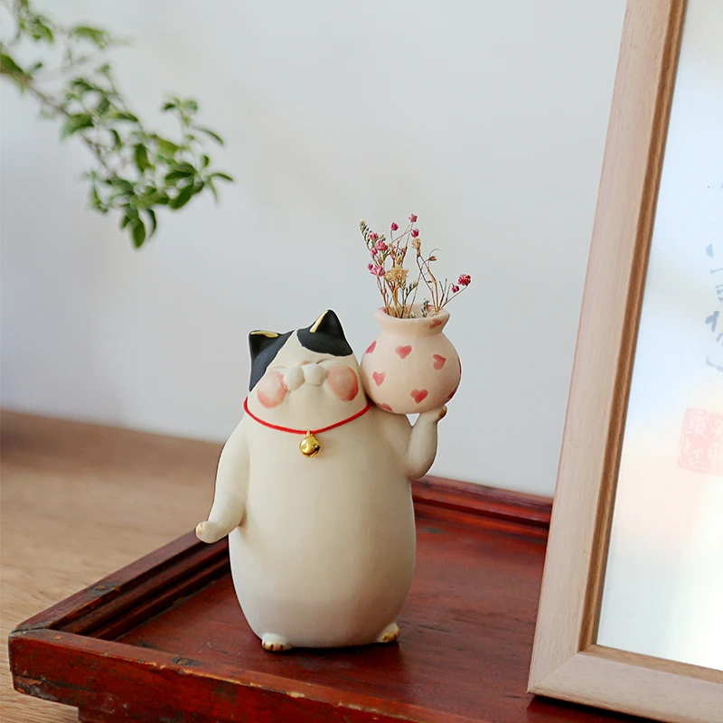 创意陶瓷手工日式可爱萌猫客厅办公桌面装饰小摆件女生日礼物新品