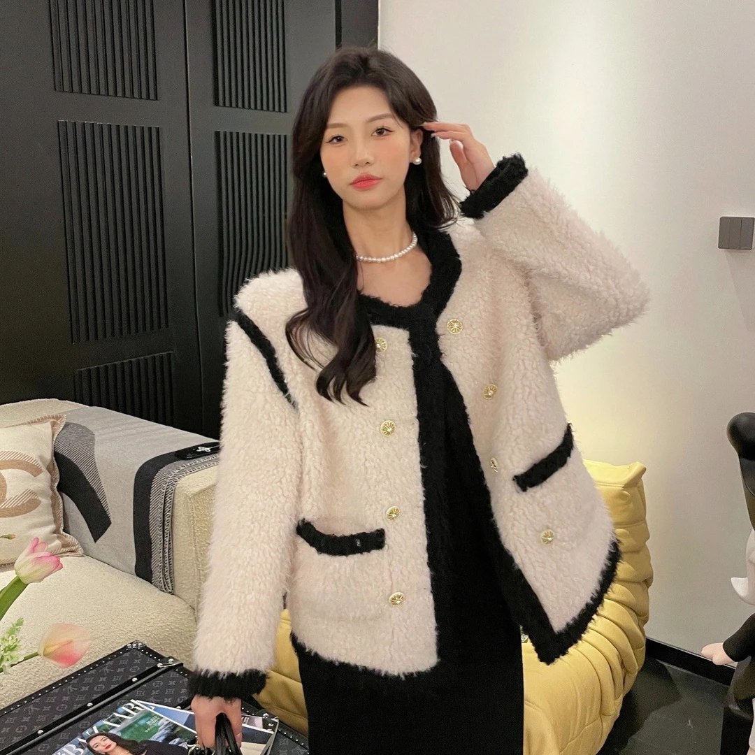 【粉丝专享】熊猫撞色小香毛毛外套