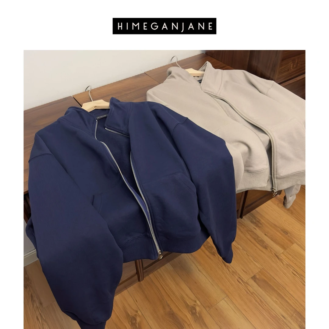 HIMEGANJANE 400G精梳棉立领拉链外套 82450