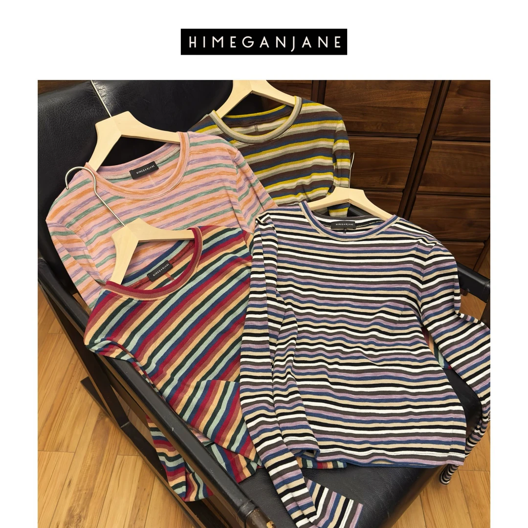 HIMEGANJANE “无所不能搭”条纹长袖T恤 24928