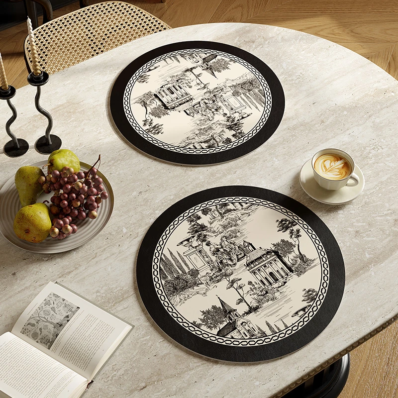 范居态度古堡复古免洗防烫杯垫隔热垫餐垫家用高级感防水防油碗垫