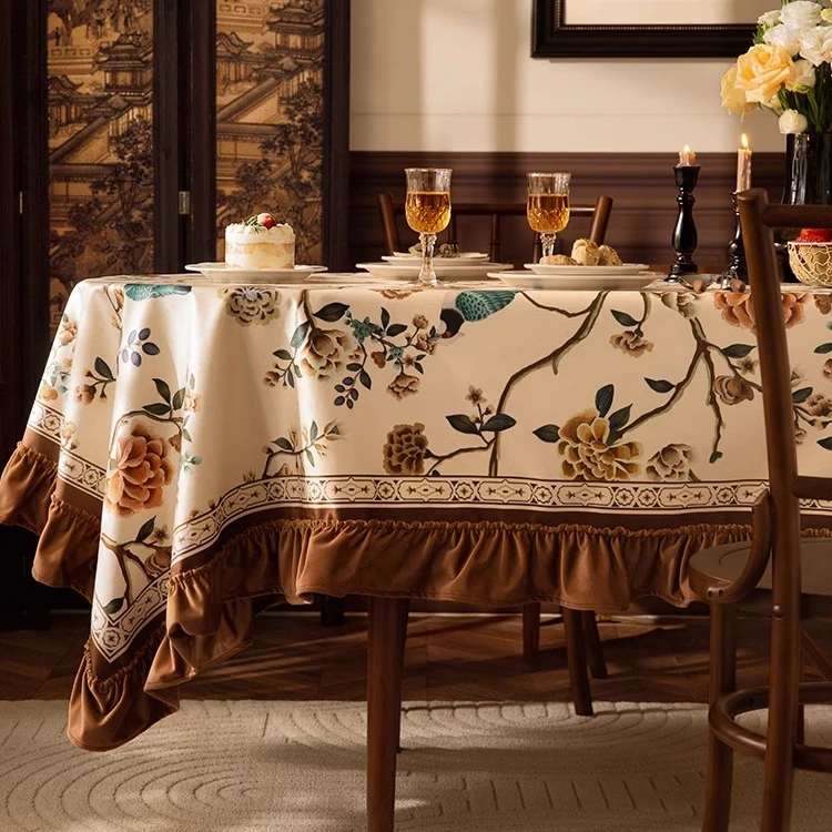 范居芳华轻奢复古餐桌布装饰布防尘布茶几盖布高级氛围感台布