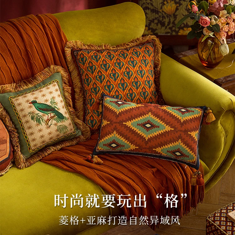 范居印第安异域风抱枕复古亚麻美式抱枕欧式客厅沙发靠背枕芯腰枕