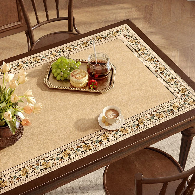 范居芳华皮革桌面垫中古风氛围感防油免洗高级感长方形桌布