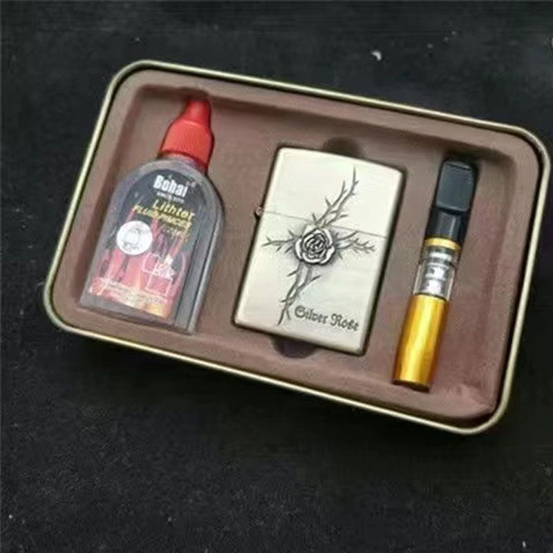 青铜煤油康斯坦丁打火机烟嘴套装创意手工浮雕老式复古礼盒装男式