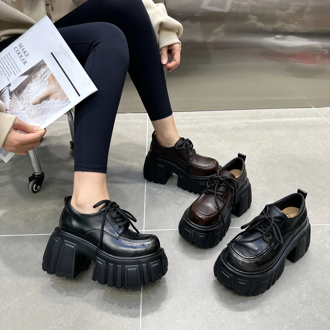 2024新款百搭春季粗跟高跟ol圆头秋季早春新款松糕时尚擦头乐福鞋