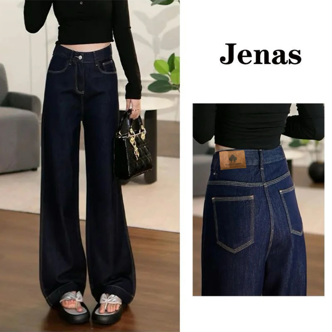 【高奢定制新疆棉】丹宁蓝小个子原色牛仔裤女深蓝色高腰秋季百搭