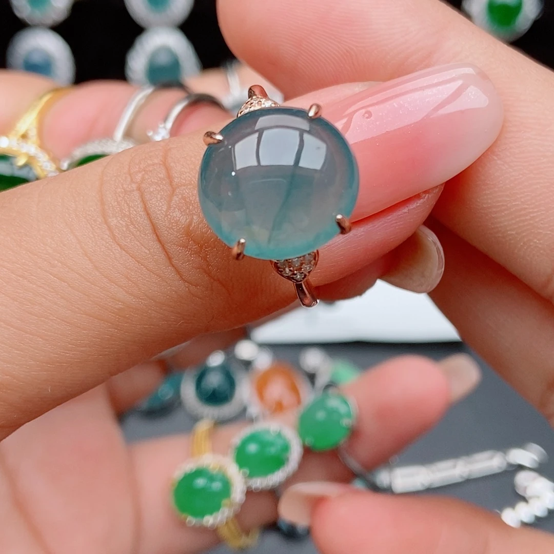 翡翠戒指银S925镶嵌52442