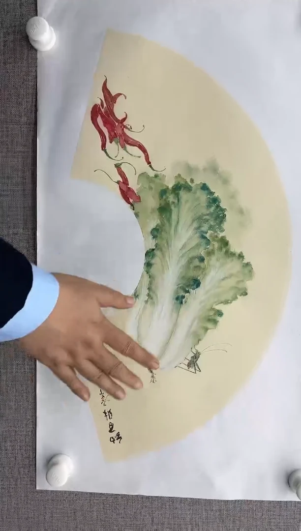 【闪购商品】绘画刘甲-扇面-白菜