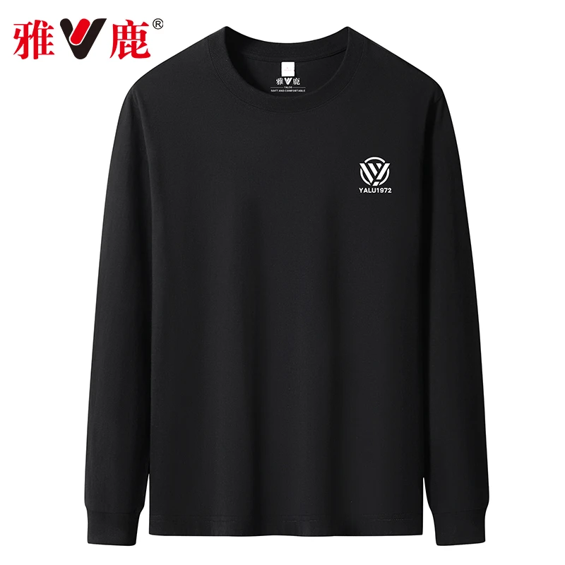 V/雅鹿26-秋季新品时尚纯棉长袖束口圆领T桖男女同款舒适休闲百搭