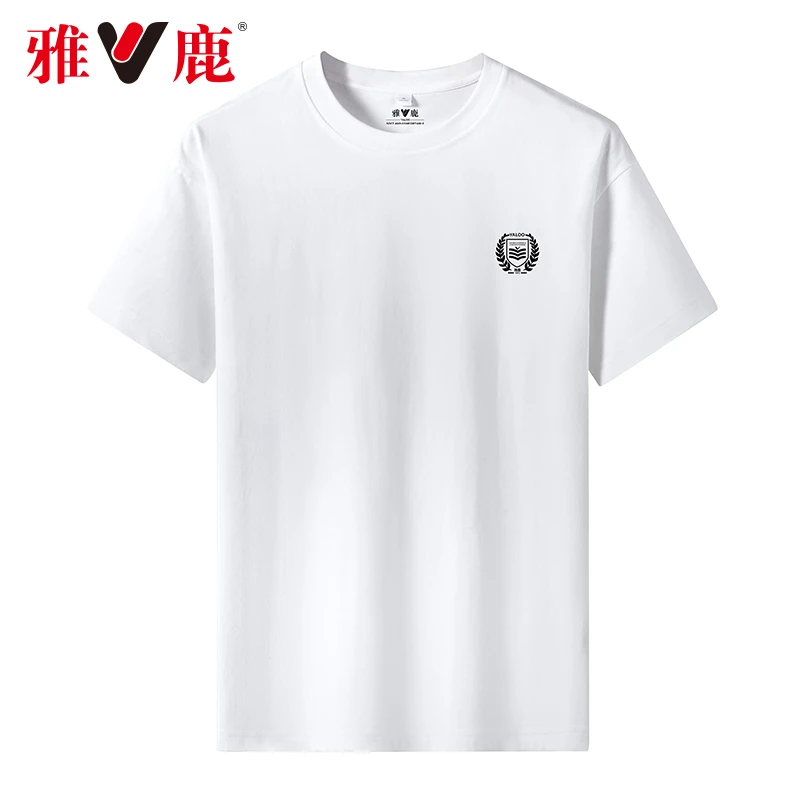 V/雅鹿6685-夏季新品透气纯棉短袖圆领T桖男女款舒适百搭时尚轻薄