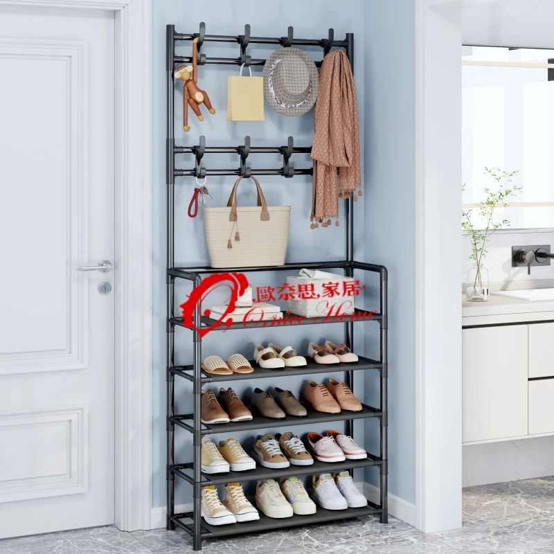欧奈思家居5层鞋架+2层衣帽架多层家用落地鞋架子多功能简易衣架