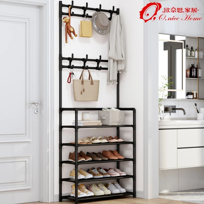 欧奈思家居【居家好物】一体式鞋帽架落地家用置物衣服架多功能鞋架