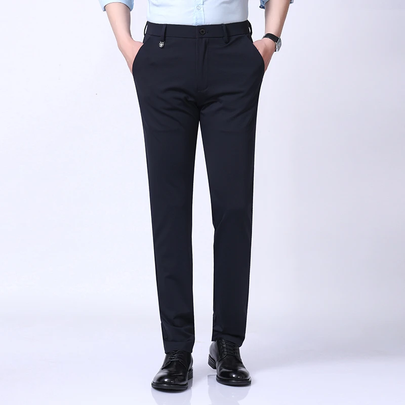 男士纯色春夏新款商务休闲裤直筒百搭微修小直筒薄款弹力长裤A27