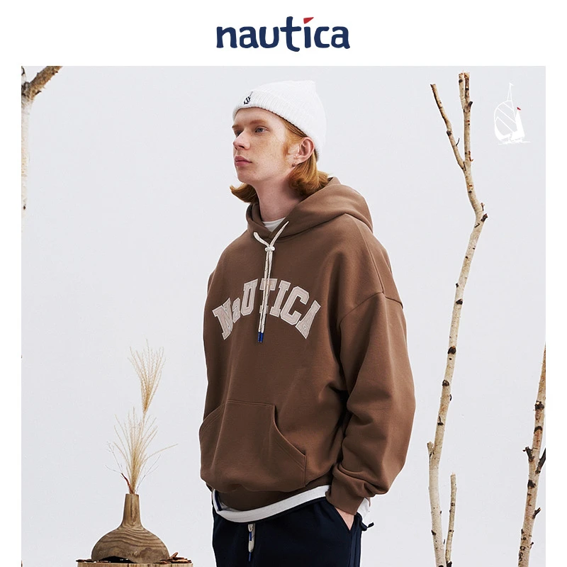 nautica 日系cityboy大logo重磅户外连帽宽松卫衣 KW3315雅丹风
