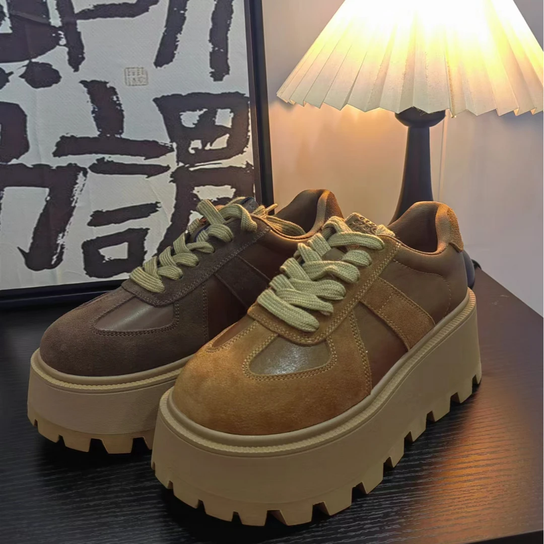 女生板鞋时尚百搭复古潮流低帮圆头拼色系带