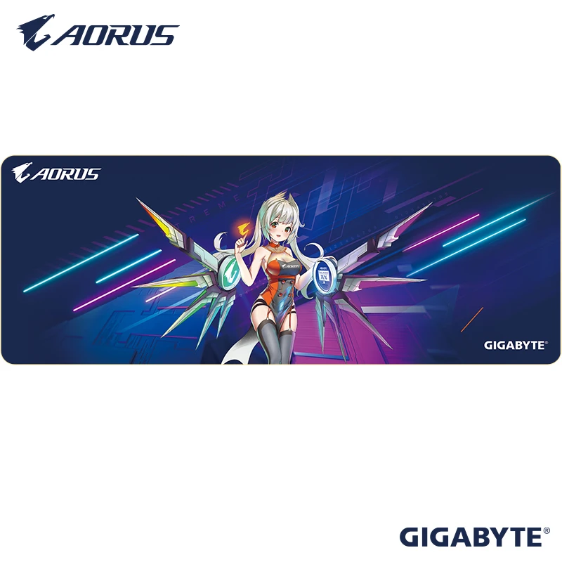 Gigabyte/技嘉技嘉定制 (雕妹) 鼠标垫/桌垫 大号 锁边 长款加厚