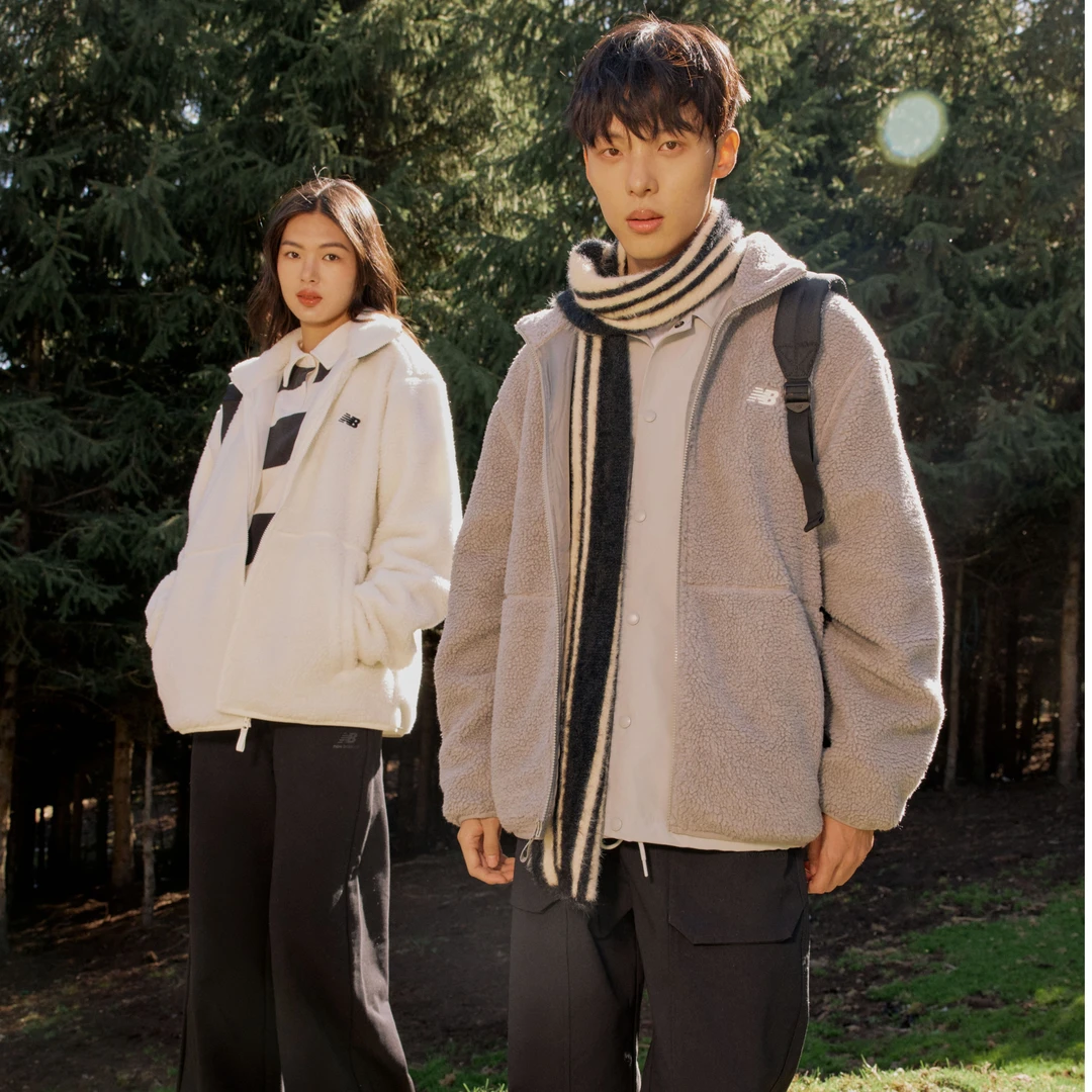 NEW BALANCE NB官方男款运动休闲时尚舒适保暖毛绒外套AMJ33333