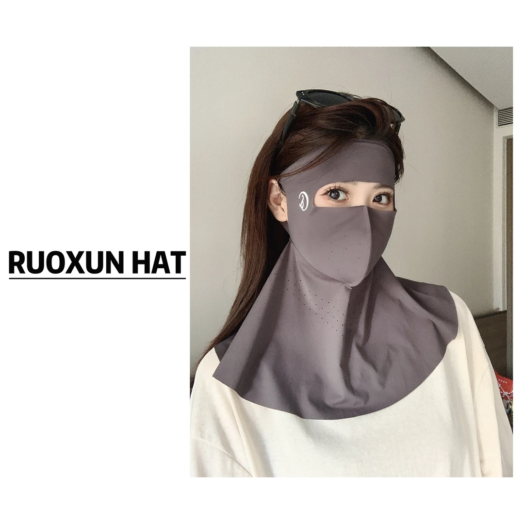 RUOXUN夏季全脸防晒面罩透气冰丝凉感脸基尼防紫外线骑车护脖口罩