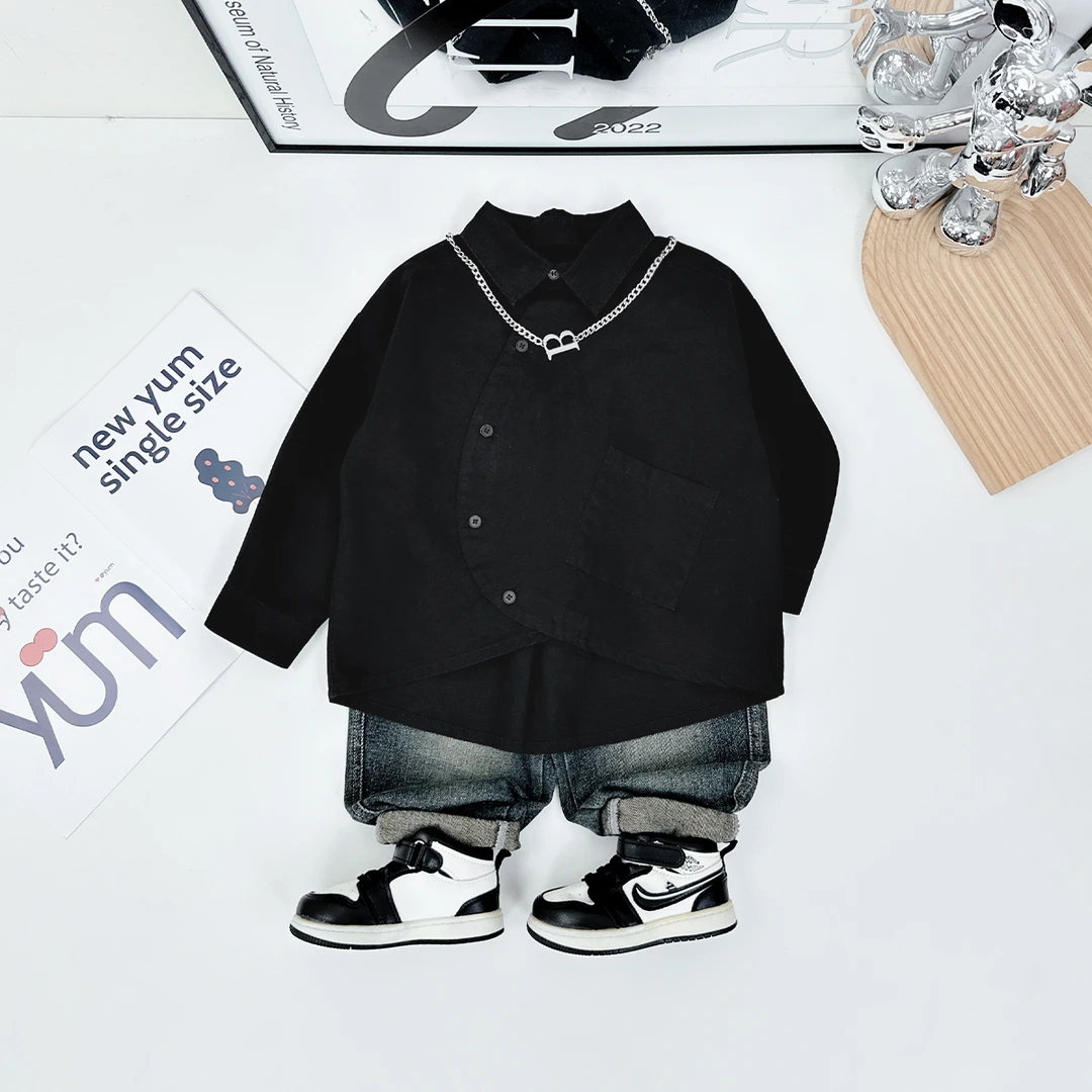 儿童衬衫长袖2024新款秋装男童春秋上衣 D-HZ24912 悠悠童话童装