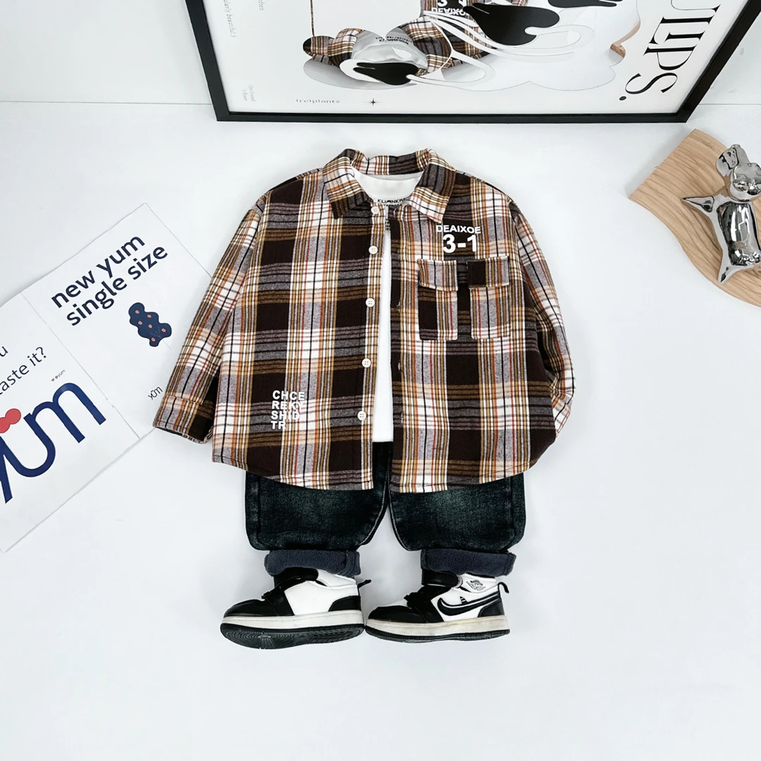 儿童衬衫长袖加绒款2024新款秋冬装男童 D-DMD7111 悠悠童话童装