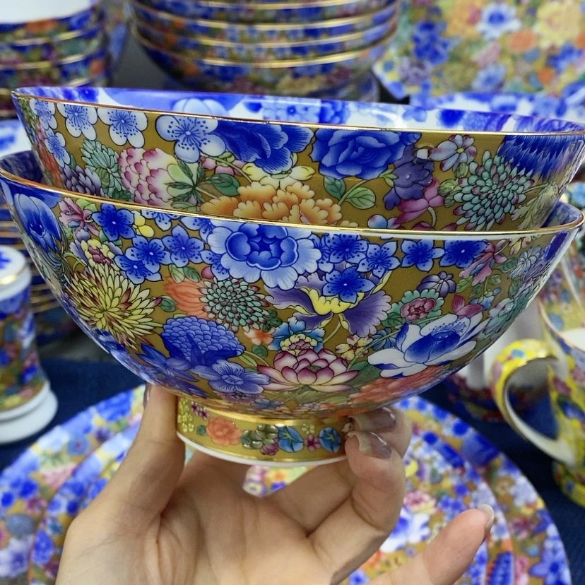 【闪购商品】陶瓷碗16厘米蓝红