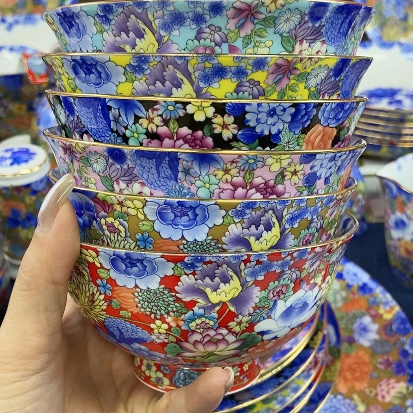 【闪购商品】陶瓷碗一套混色12厘米