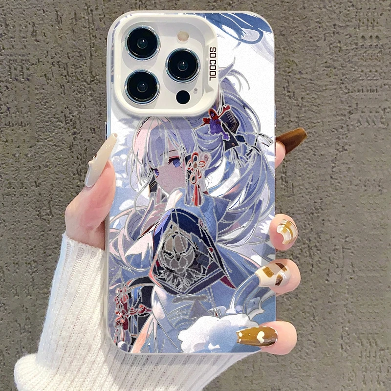 神里绫华线条适用荣耀magic6手机保护壳防摔苹果16壳彩银手机壳