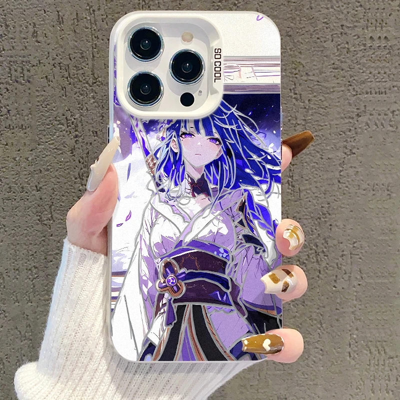 雷电将军线条适用OPPOFINDx7手机保护壳彩银苹果16新款镭射壳