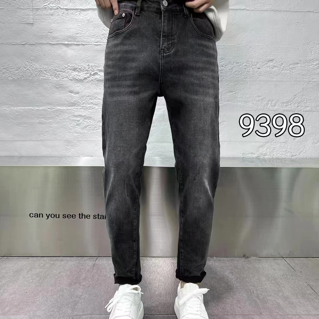 9398款水洗灰色小脚牛仔裤修身百搭休闲时尚那男女同款潮流牛仔裤
