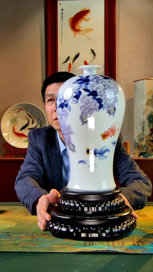 【闪购商品】瓶景德镇陶东方陶瓷艺术作品花瓶瓷板画摆件