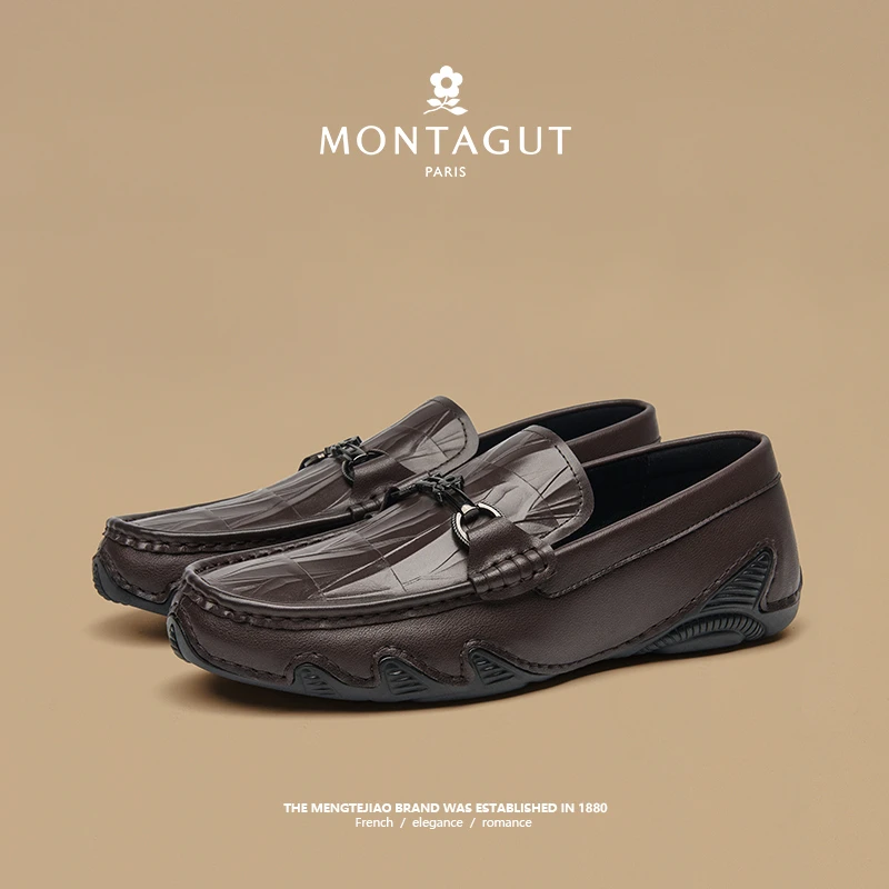 梦特娇男鞋春季新款男子高端商务时尚百搭防滑休闲豆豆鞋乐福鞋