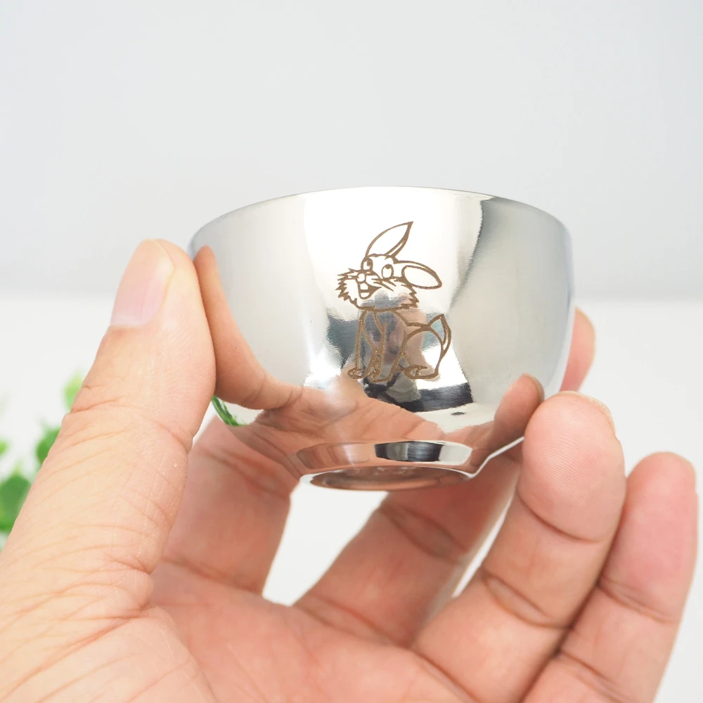 304不锈钢幼儿小水杯宝宝杯子卡通生肖双层防烫防摔喝水杯50ml