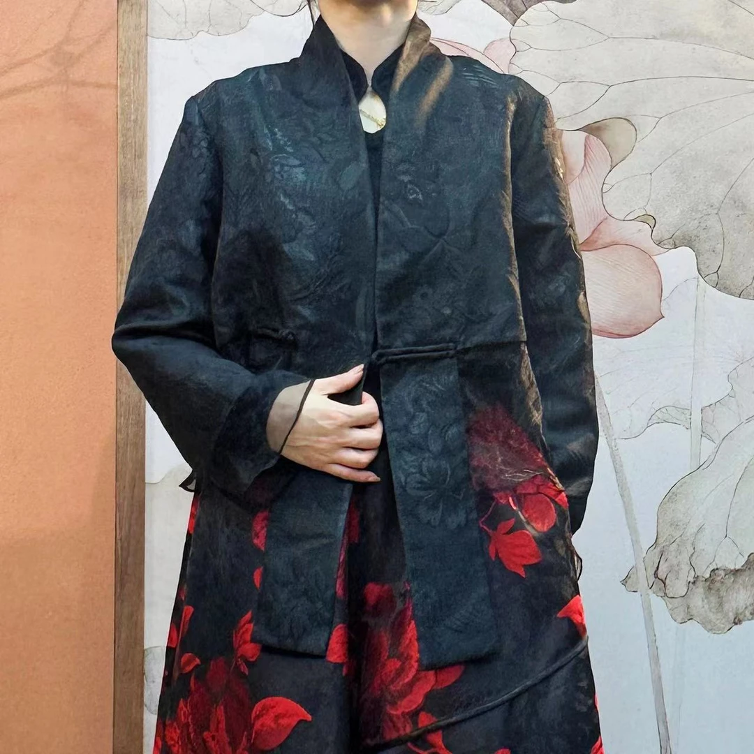 【大海轻奢】S1816新款黑色暗影浮雕花百搭宽松时尚设计师上衣