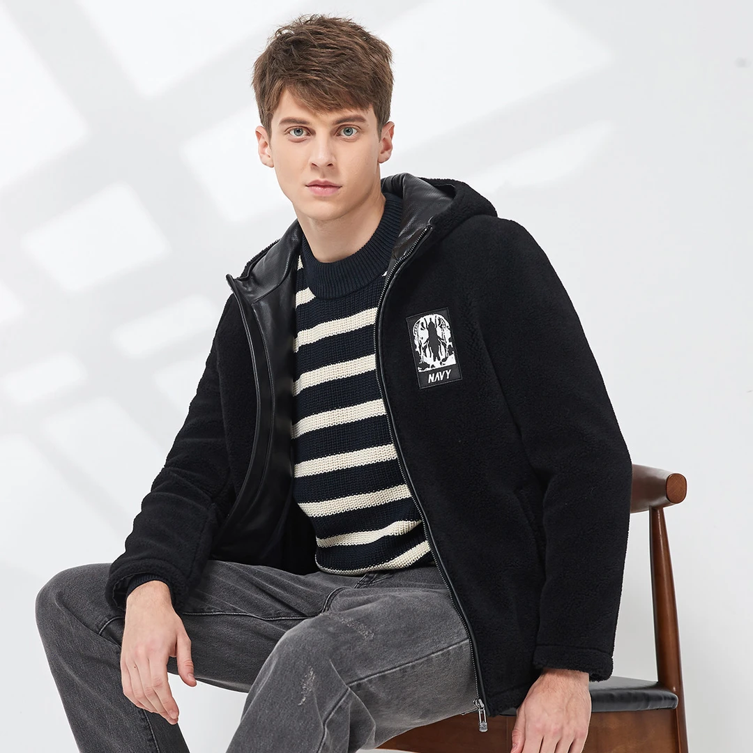 线下1389！连帽保暖颗粒绒！休闲百搭男士外套加绒夹克男30W2106