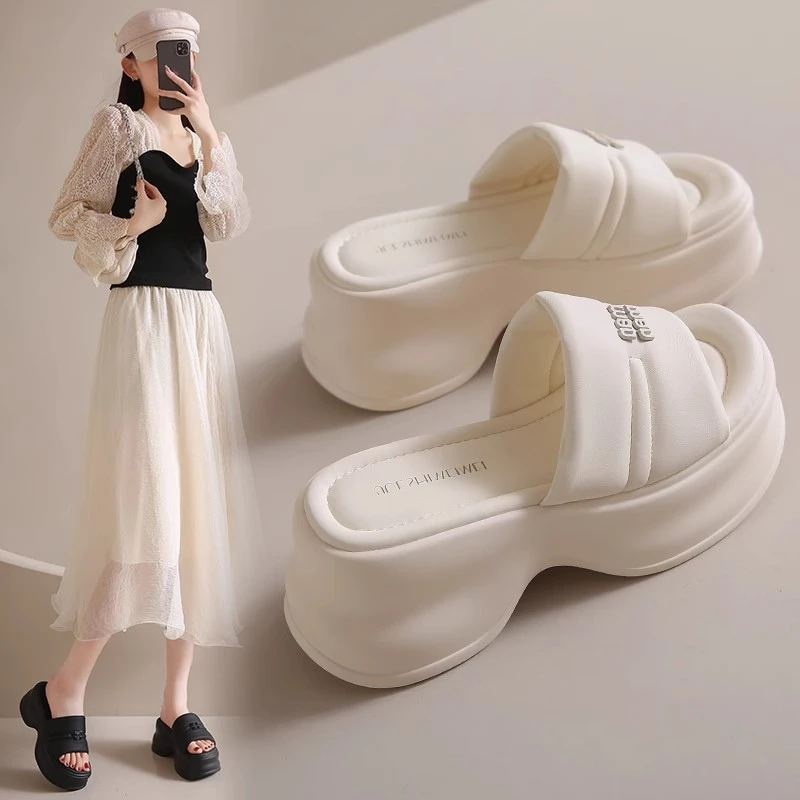 【万达撤柜】凉拖鞋女2024年新款夏季外穿松糕厚底增高8厘米拖鞋子