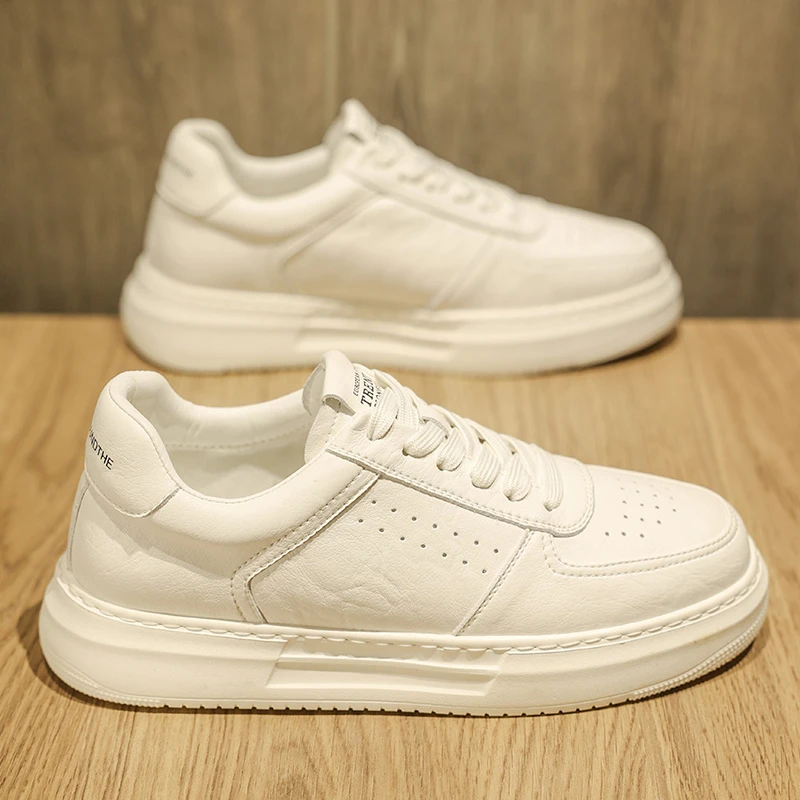 2023新款春秋季小白鞋男鞋子透气休闲潮流厚底高级感白色板鞋男款