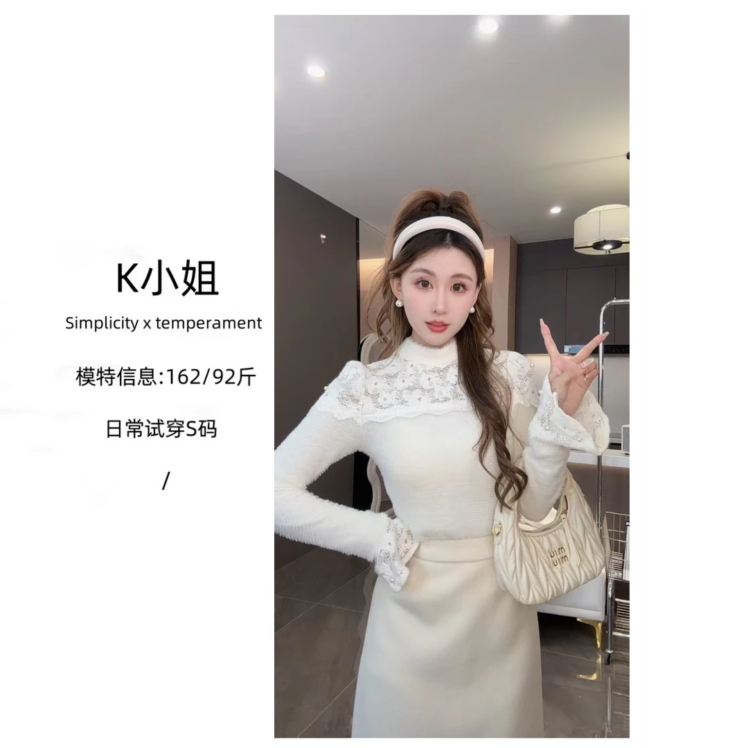 K小姐【镂空打底】冬季新款时尚气质百搭显瘦修身上衣预D4SY8500A